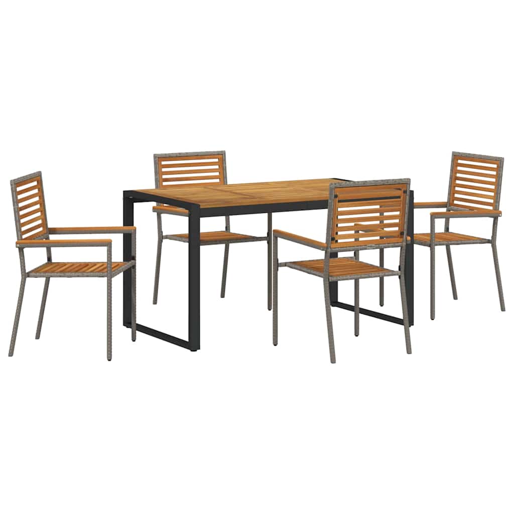 Have Spisebordssæt 5 pcs Grå og Træ 140 x 80 x 75 cm polyrattan