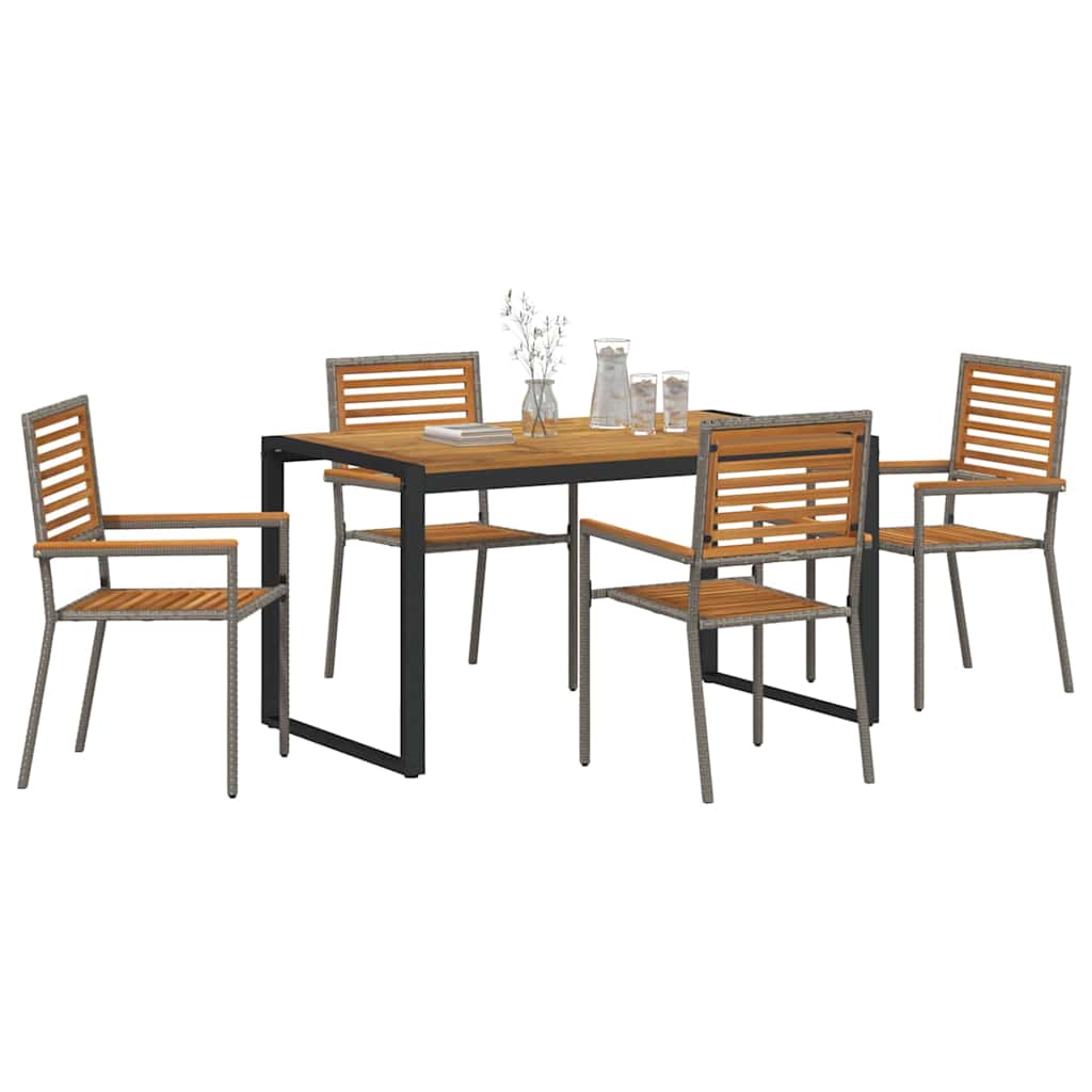 Have Spisebordssæt 5 pcs Grå og Træ 140 x 80 x 75 cm polyrattan