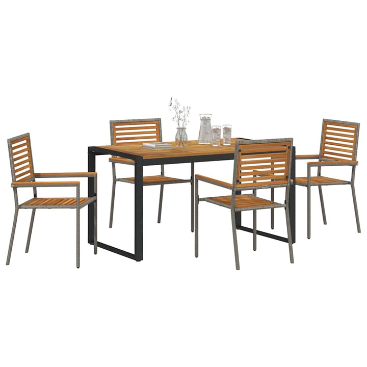 Have Spisebordssæt 5 pcs Grå og Træ 140 x 80 x 75 cm polyrattan