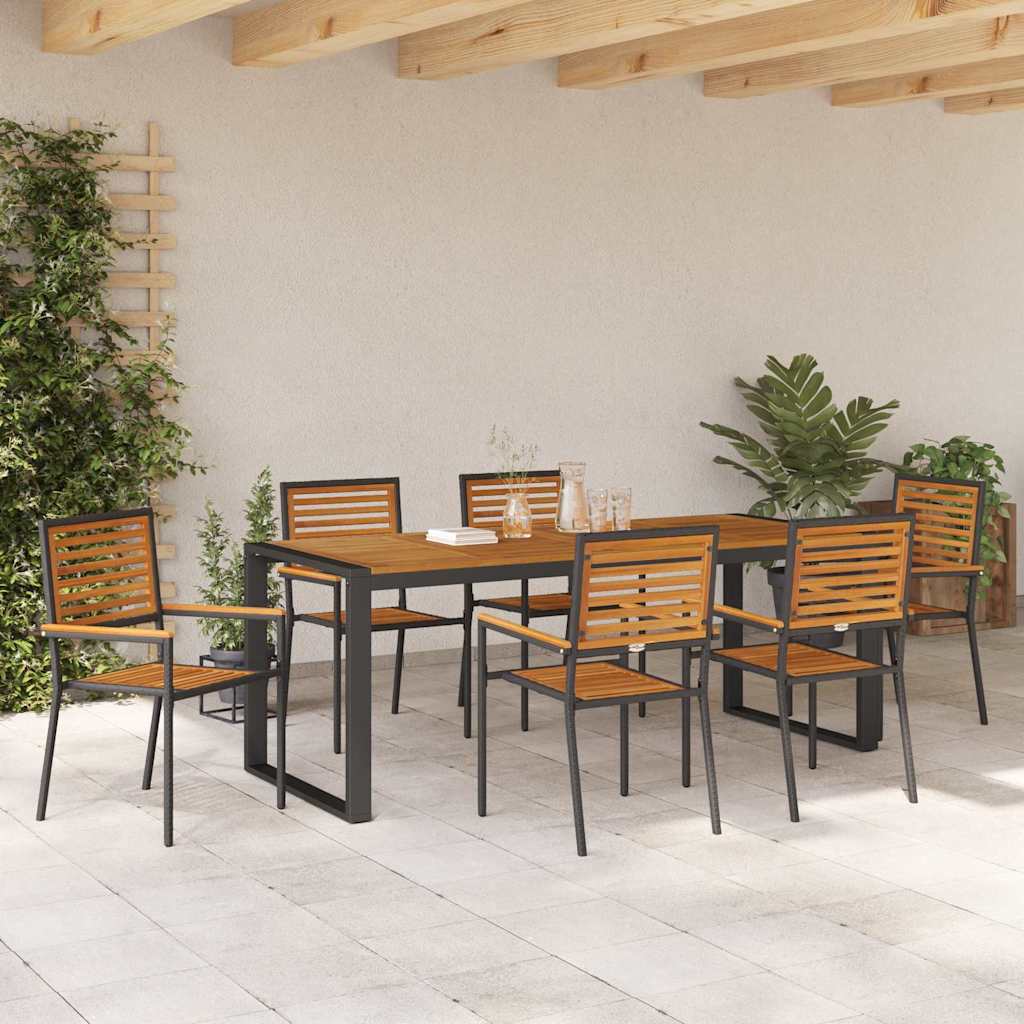 Have Spisebordssæt 7 pcs Sort 200 x 80 x 75 cm polyrattan