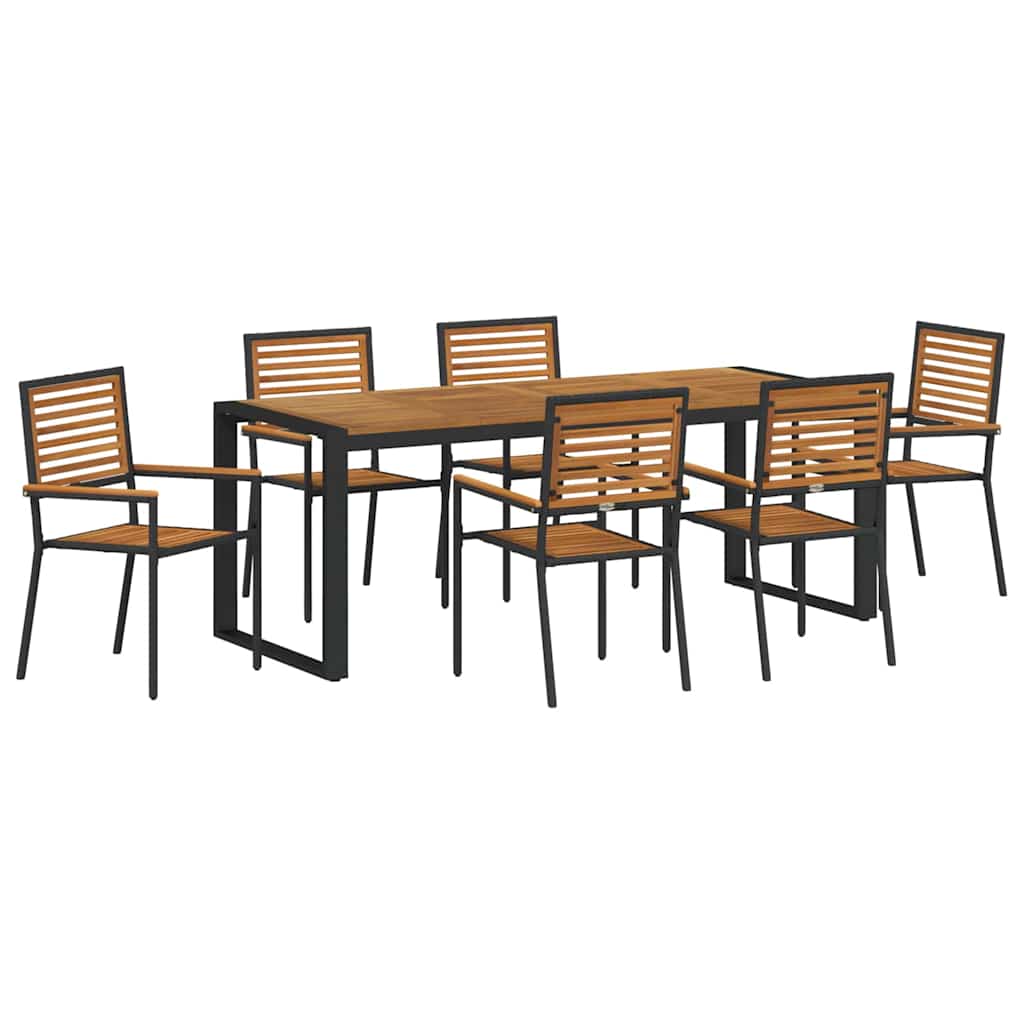 Have Spisebordssæt 7 pcs Sort 200 x 80 x 75 cm polyrattan