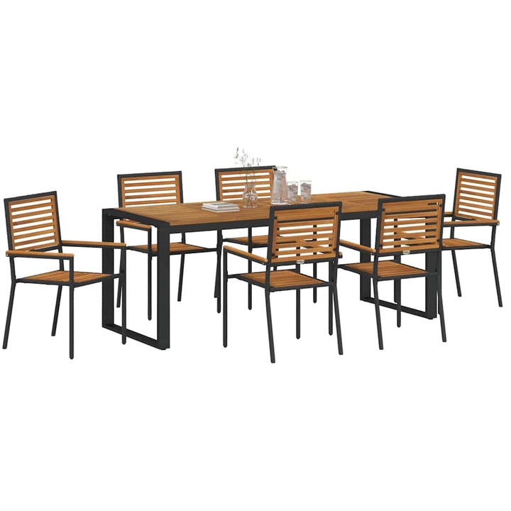 Have Spisebordssæt 7 pcs Sort 200 x 80 x 75 cm polyrattan