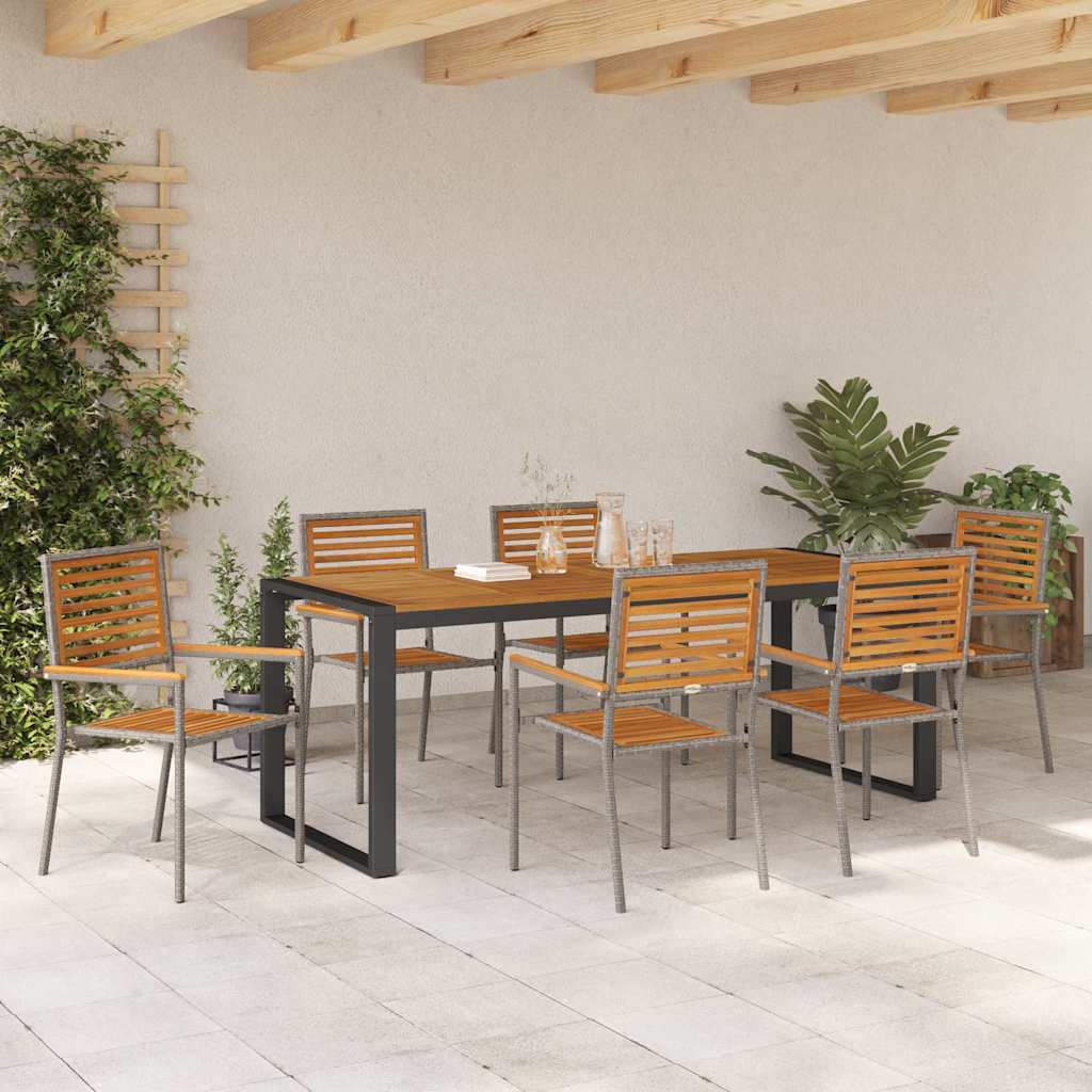 Have Spisebordssæt 7 pcs Grå 200 x 80 x 75 cm polyrattan
