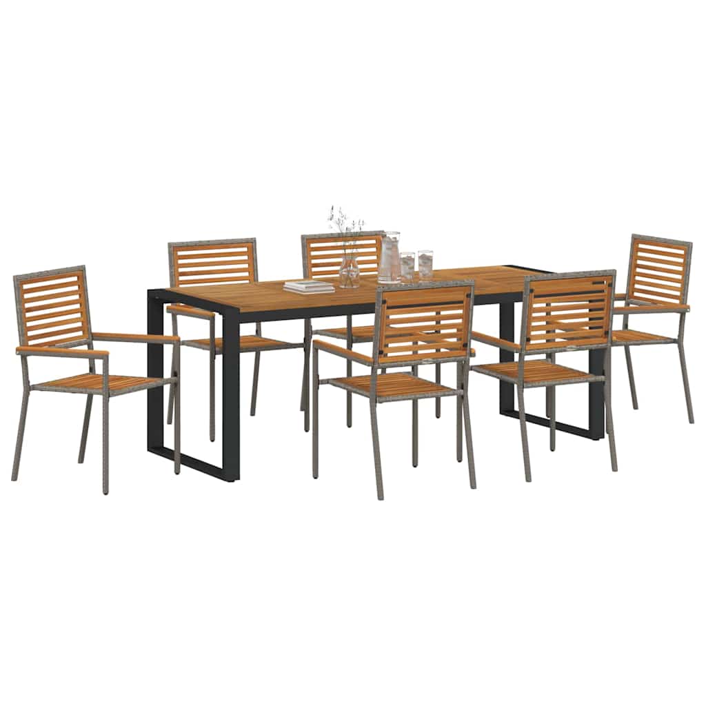 Have Spisebordssæt 7 pcs Grå 200 x 80 x 75 cm polyrattan