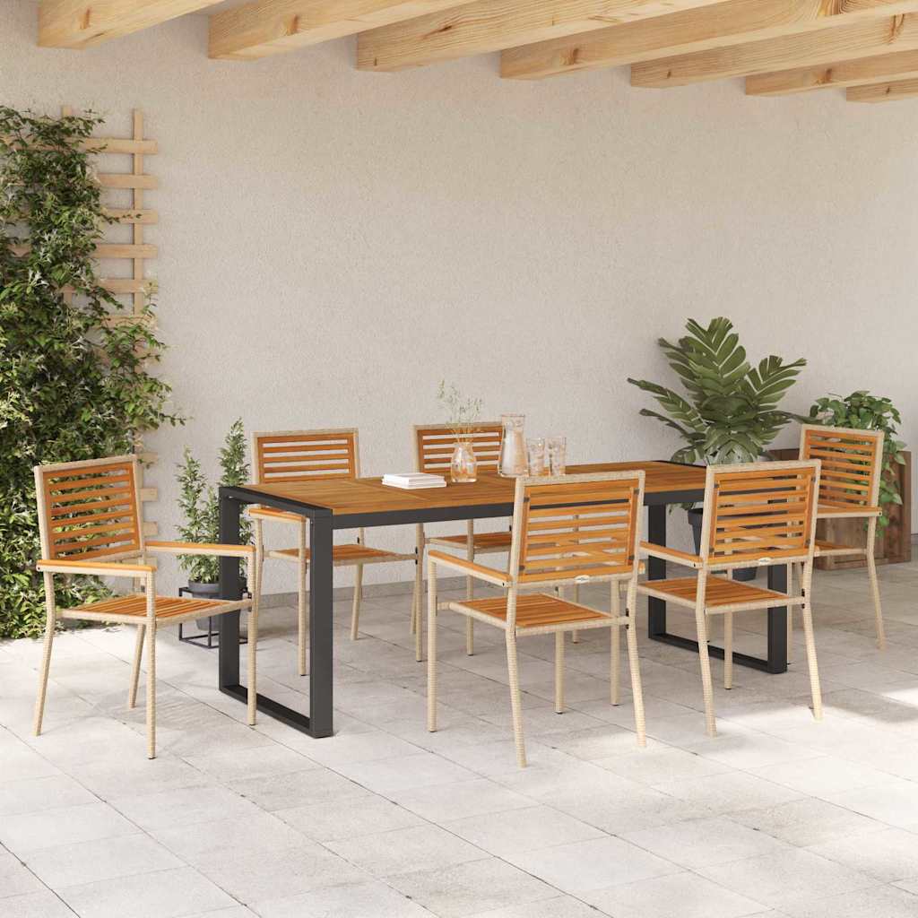 Have Spisebordssæt 7 pcs Beige og Brun 200 x 80 x 75 cm
