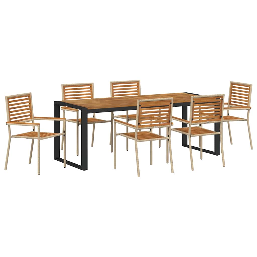Have Spisebordssæt 7 pcs Beige og Brun 200 x 80 x 75 cm
