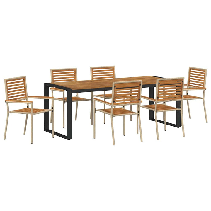 Have Spisebordssæt 7 pcs Beige og Brun 200 x 80 x 75 cm
