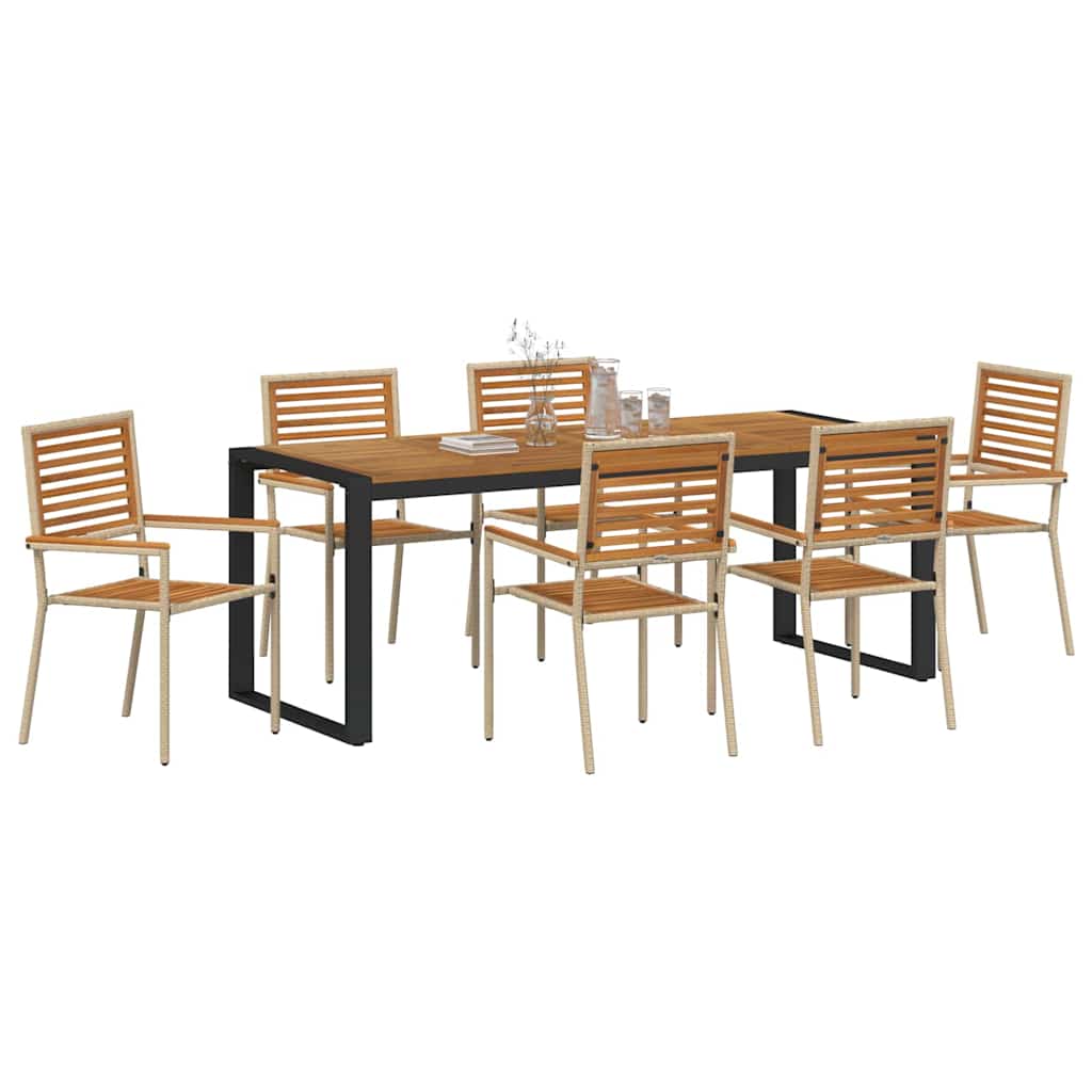 Have Spisebordssæt 7 pcs Beige og Brun 200 x 80 x 75 cm