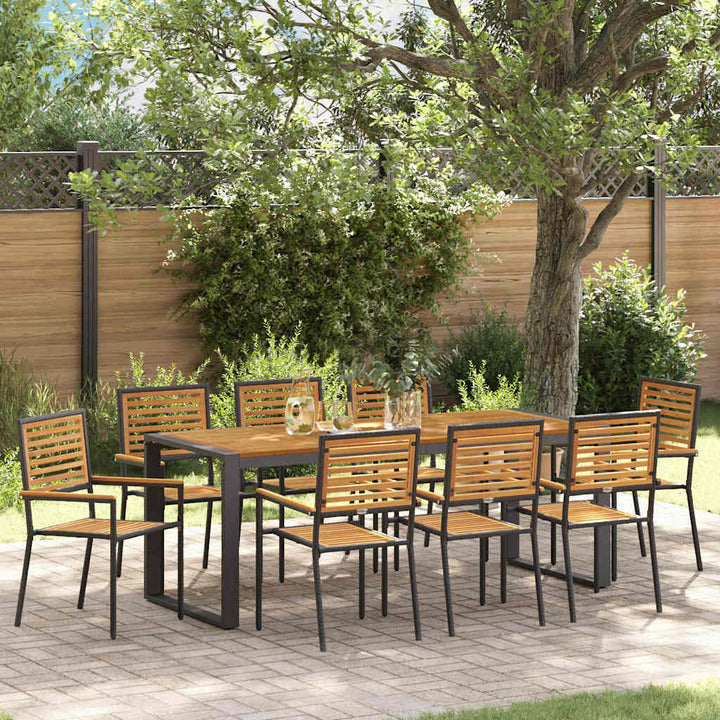Have Spisebordssæt 9 pcs Sort og Træ 200 x 80 x 75 cm