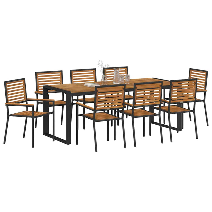 Have Spisebordssæt 9 pcs Sort og Træ 200 x 80 x 75 cm