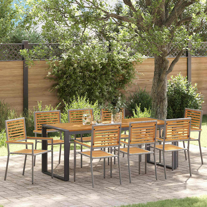 Have Spisebordssæt 9 pcs Grå og Træ 200 x 80 x 75 cm polyrattan