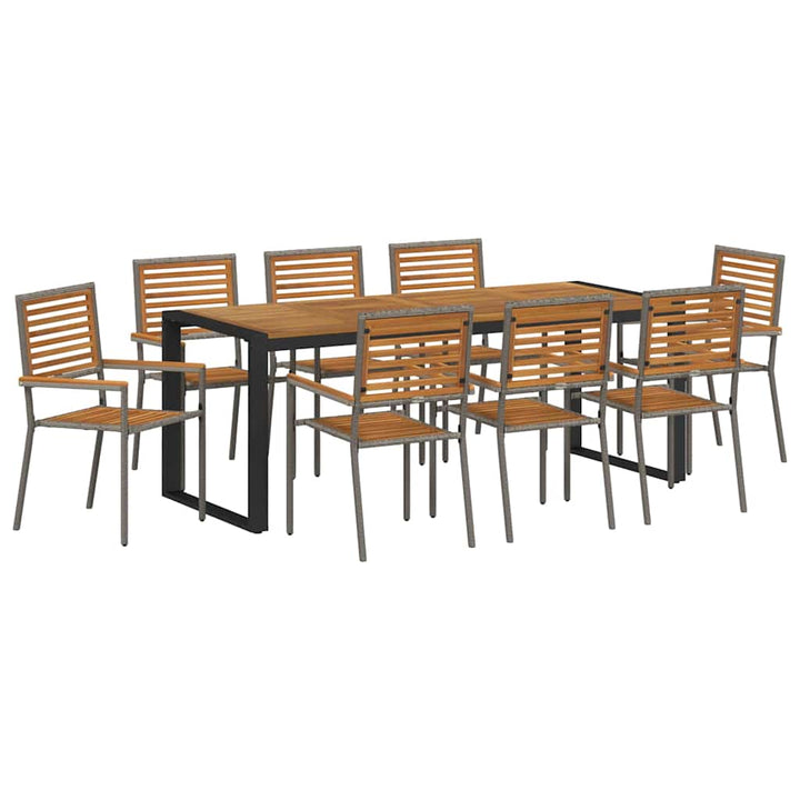 Have Spisebordssæt 9 pcs Grå og Træ 200 x 80 x 75 cm polyrattan
