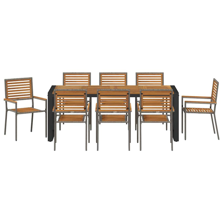 Have Spisebordssæt 9 pcs Grå og Træ 200 x 80 x 75 cm polyrattan