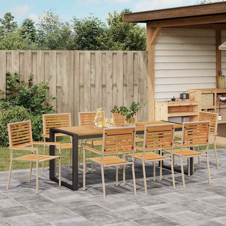 Have Spisebordssæt 9 pcs Beige 200 x 80 x 75 cm polyrattan