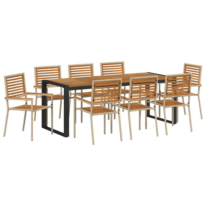Have Spisebordssæt 9 pcs Beige 200 x 80 x 75 cm polyrattan