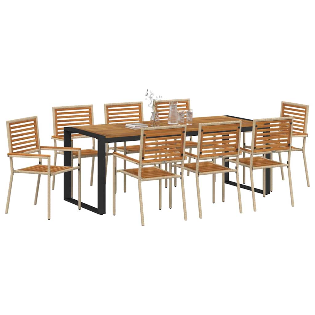Have Spisebordssæt 9 pcs Beige 200 x 80 x 75 cm polyrattan