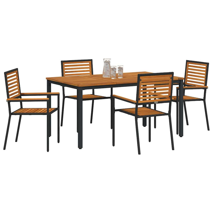 Have Spisebordssæt 5 pcs Sort 150 x 90 x 75 cm polyrattan