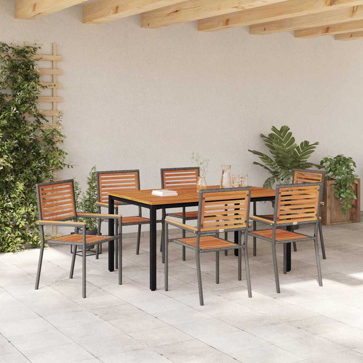 Have Spisebordssæt 7 pcs Grå og naturlig 150 x 90 x 75 cm