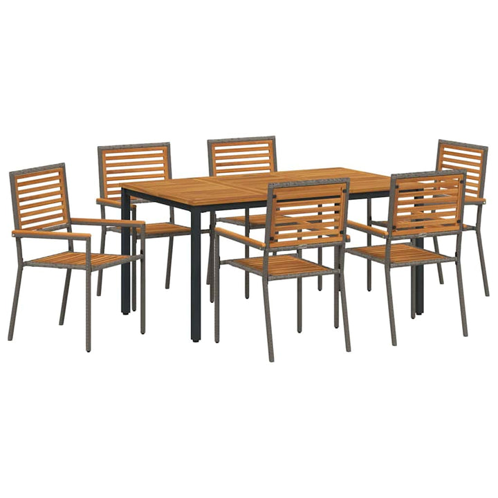 Have Spisebordssæt 7 pcs Grå og naturlig 150 x 90 x 75 cm