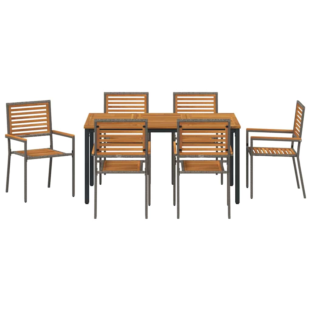 Have Spisebordssæt 7 pcs Grå og naturlig 150 x 90 x 75 cm