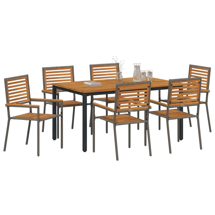 Have Spisebordssæt 7 pcs Grå og naturlig 150 x 90 x 75 cm