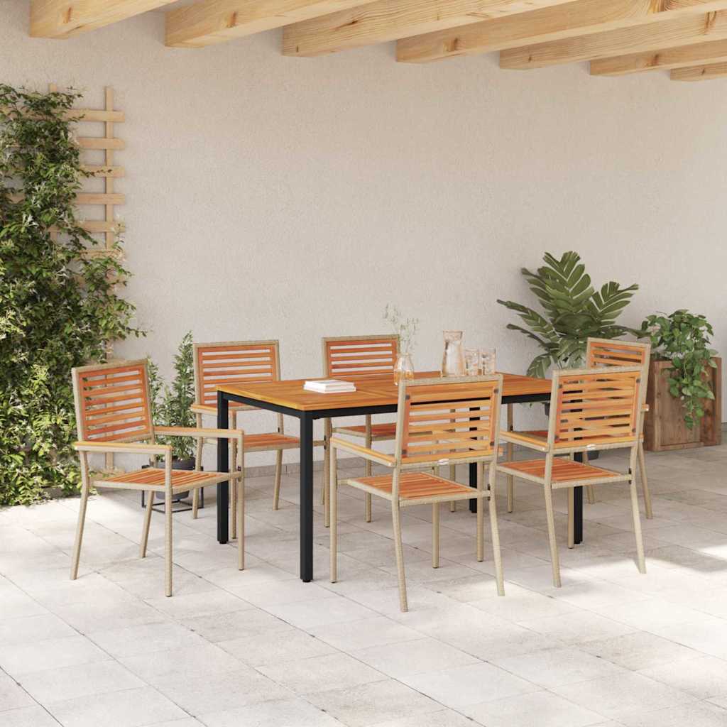 Have Spisebordssæt 7 pcs Beige og Brun 150 x 90 x 75 cm