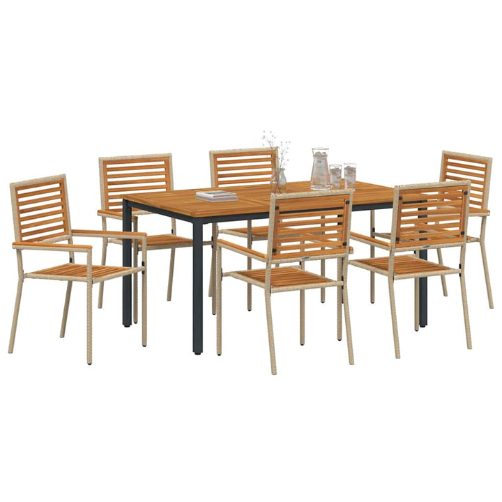 Have Spisebordssæt 7 pcs Beige og Brun 150 x 90 x 75 cm