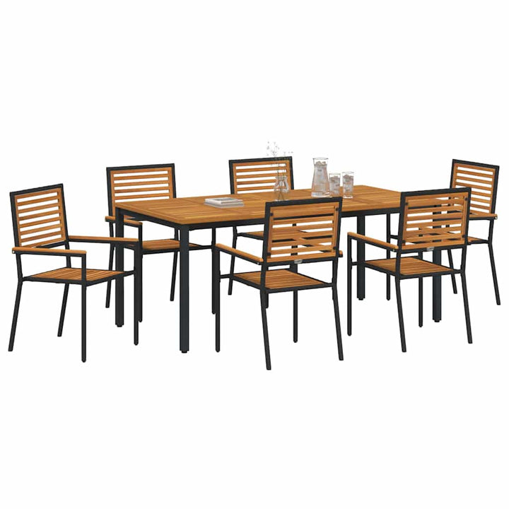 Have Spisebordssæt 7 pcs Sort og Træ 180 x 90 x 75 cm