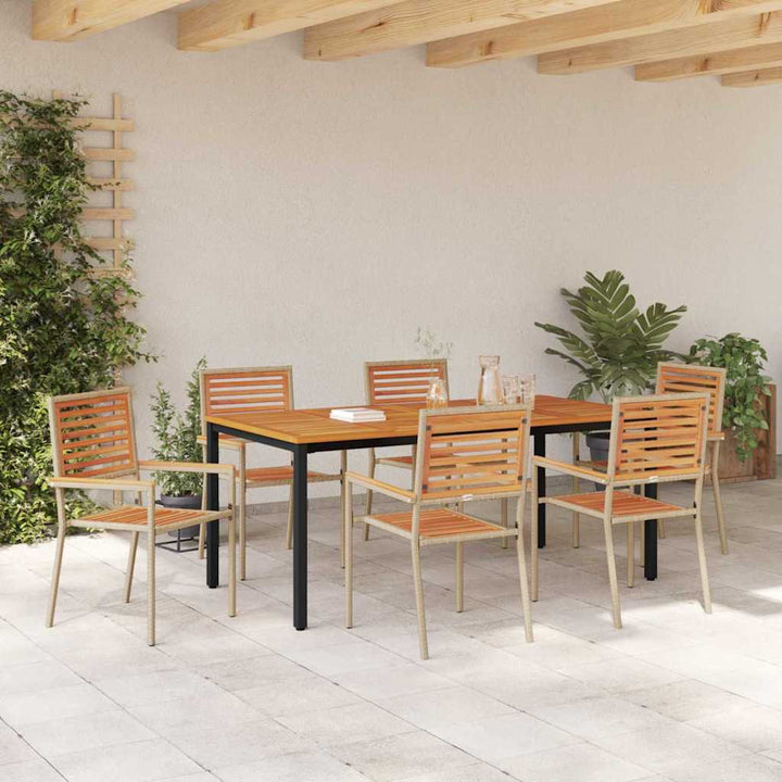 Have Spisebordssæt 7 pcs Beige 180 x 90 x 75 cm polyrattan