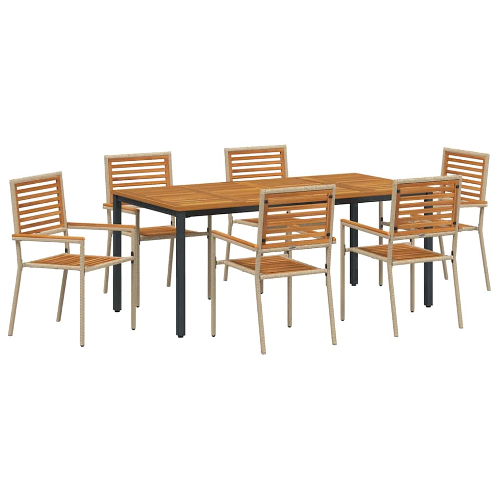 Have Spisebordssæt 7 pcs Beige 180 x 90 x 75 cm polyrattan