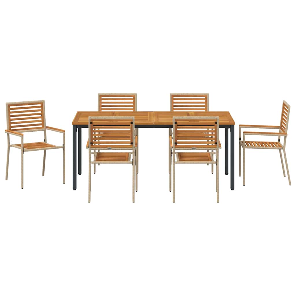 Have Spisebordssæt 7 pcs Beige 180 x 90 x 75 cm polyrattan