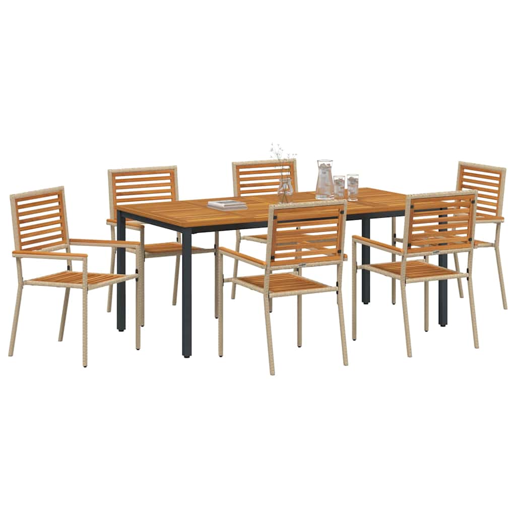 Have Spisebordssæt 7 pcs Beige 180 x 90 x 75 cm polyrattan