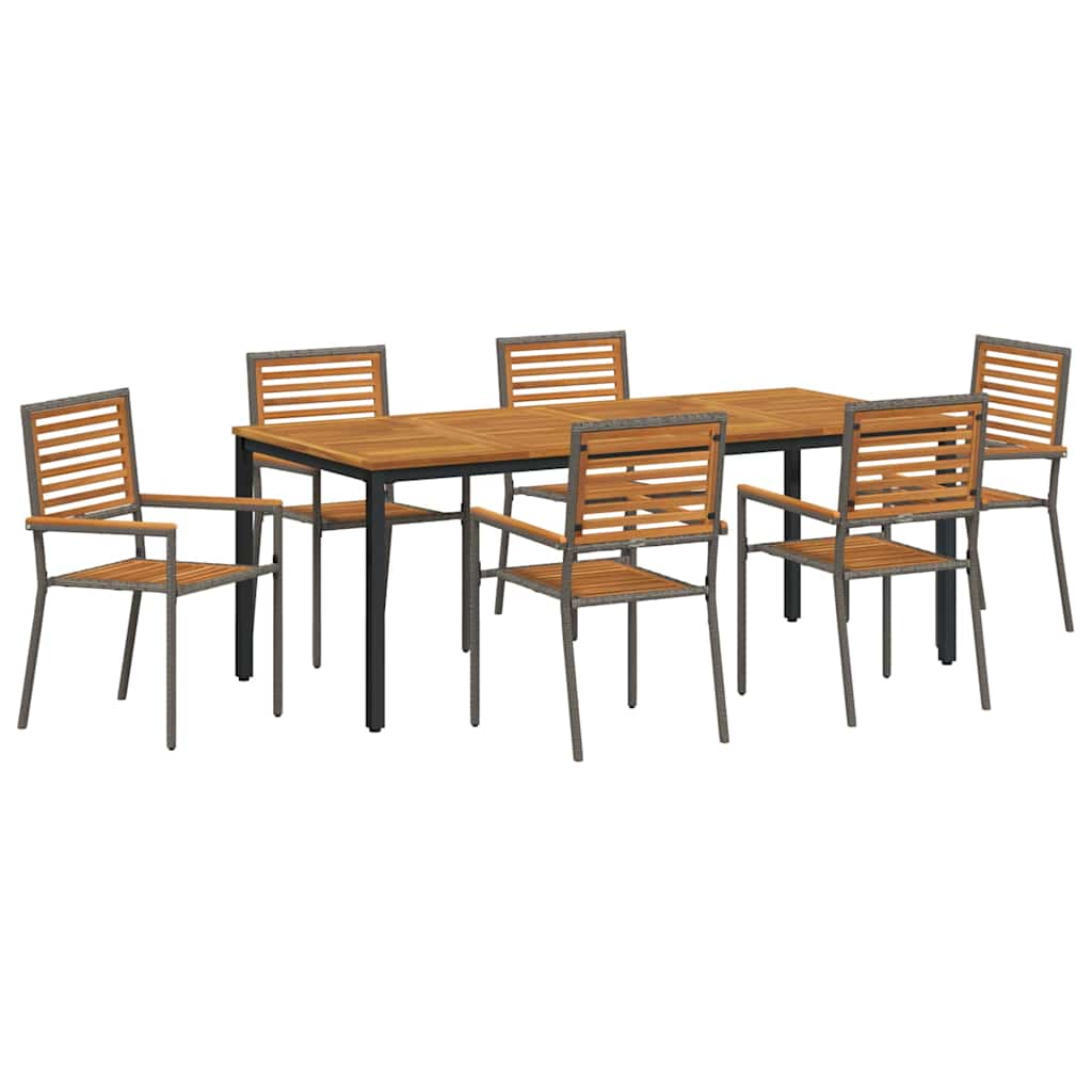 Have Spisebordssæt 7 pcs Grå og Brun 200 x 100 x 75 cm