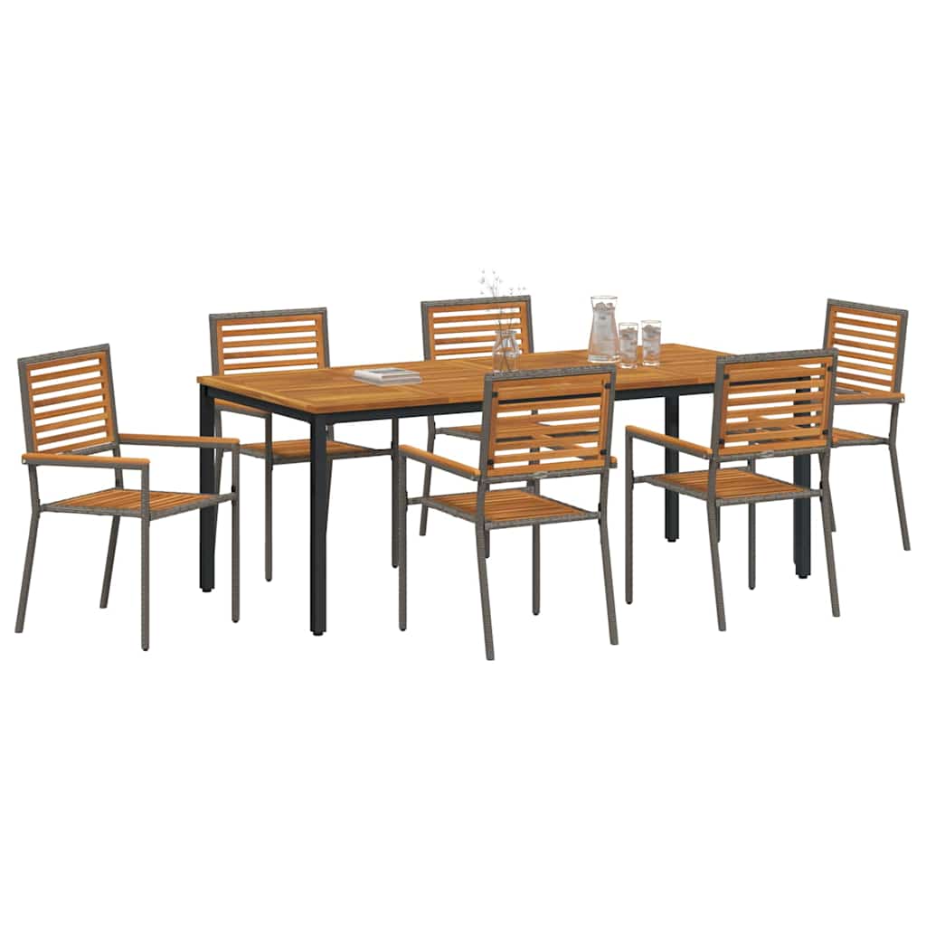 Have Spisebordssæt 7 pcs Grå og Brun 200 x 100 x 75 cm