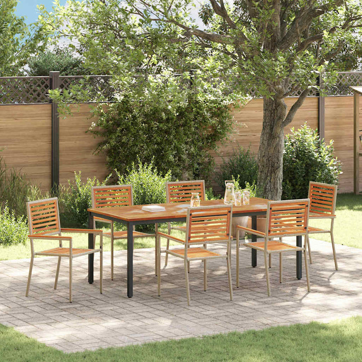 Have Spisebordssæt 7 pcs Beige og Brun 200 x 100 x 75 cm