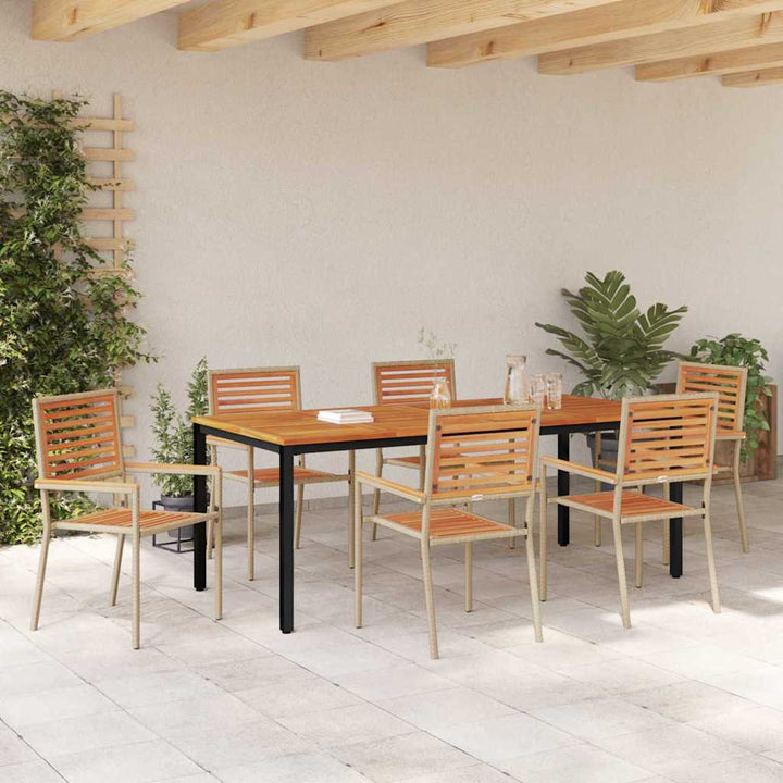 Have Spisebordssæt 7 pcs Beige og Brun 200 x 100 x 75 cm