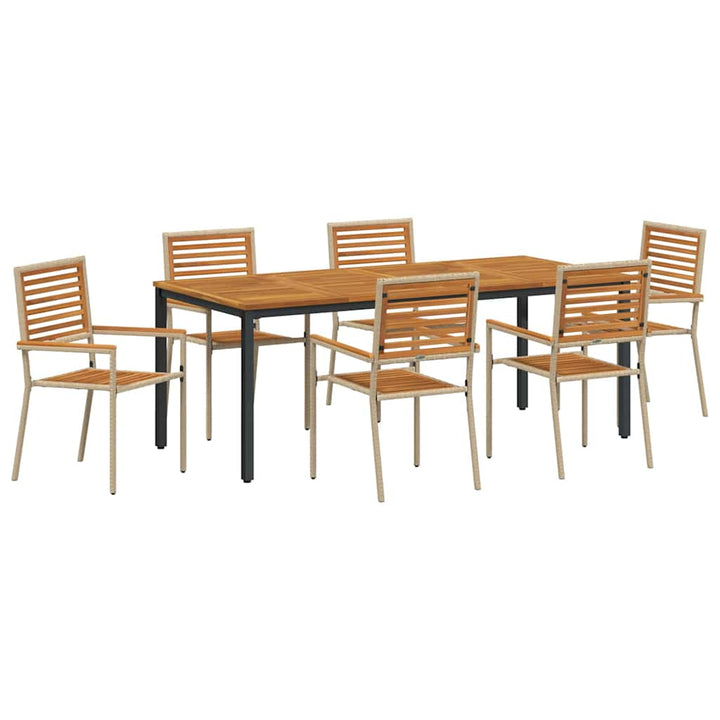 Have Spisebordssæt 7 pcs Beige og Brun 200 x 100 x 75 cm