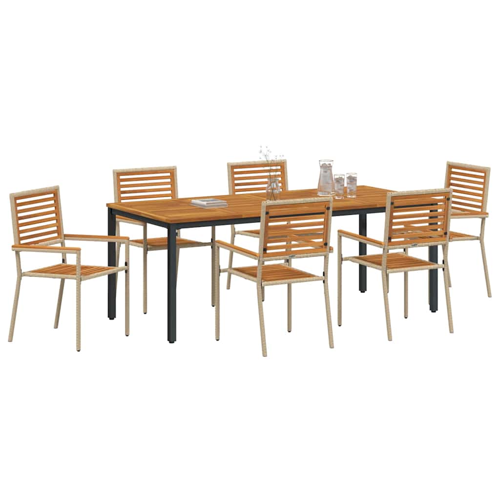 Have Spisebordssæt 7 pcs Beige og Brun 200 x 100 x 75 cm