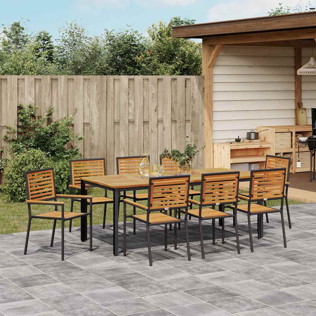 Have Spisebordssæt 9 pcs Sort 200 x 100 x 75 cm polyrattan