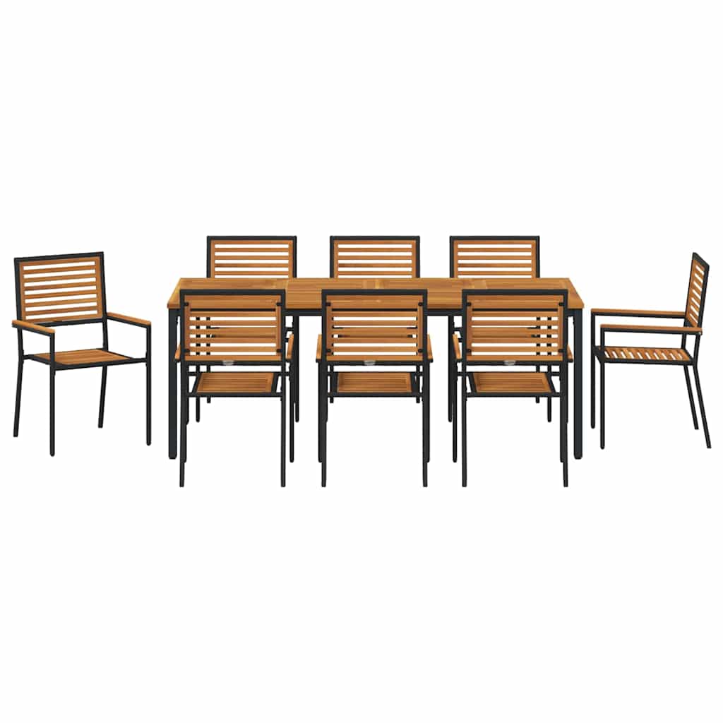 Have Spisebordssæt 9 pcs Sort 200 x 100 x 75 cm polyrattan