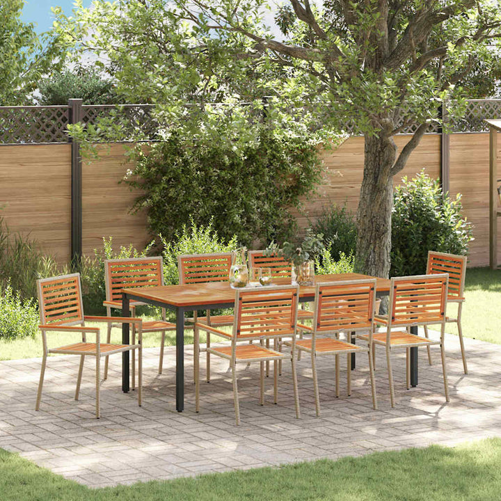 Have Spisebordssæt 9 pcs Beige 200 x 100 x 75 cm polyrattan