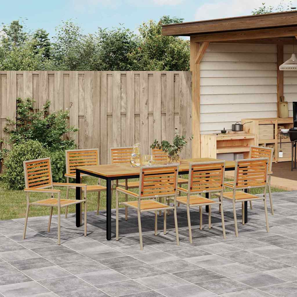 Have Spisebordssæt 9 pcs Beige 200 x 100 x 75 cm polyrattan