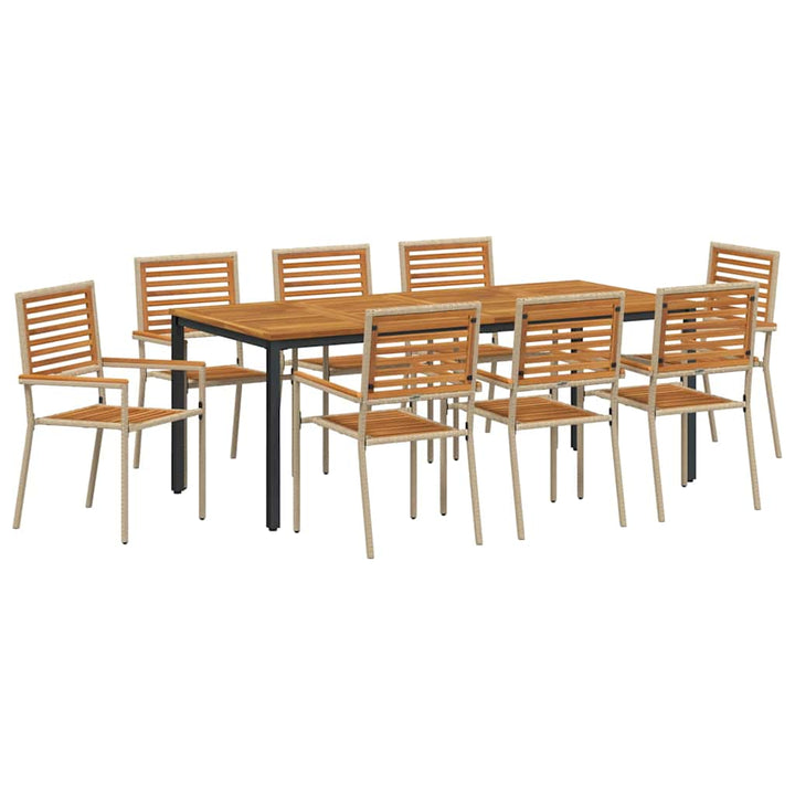 Have Spisebordssæt 9 pcs Beige 200 x 100 x 75 cm polyrattan