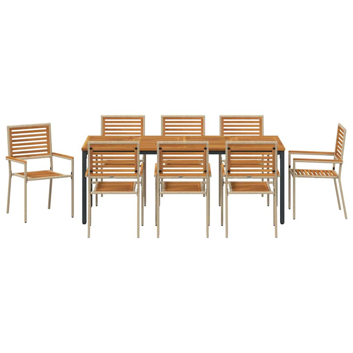 Have Spisebordssæt 9 pcs Beige 200 x 100 x 75 cm polyrattan