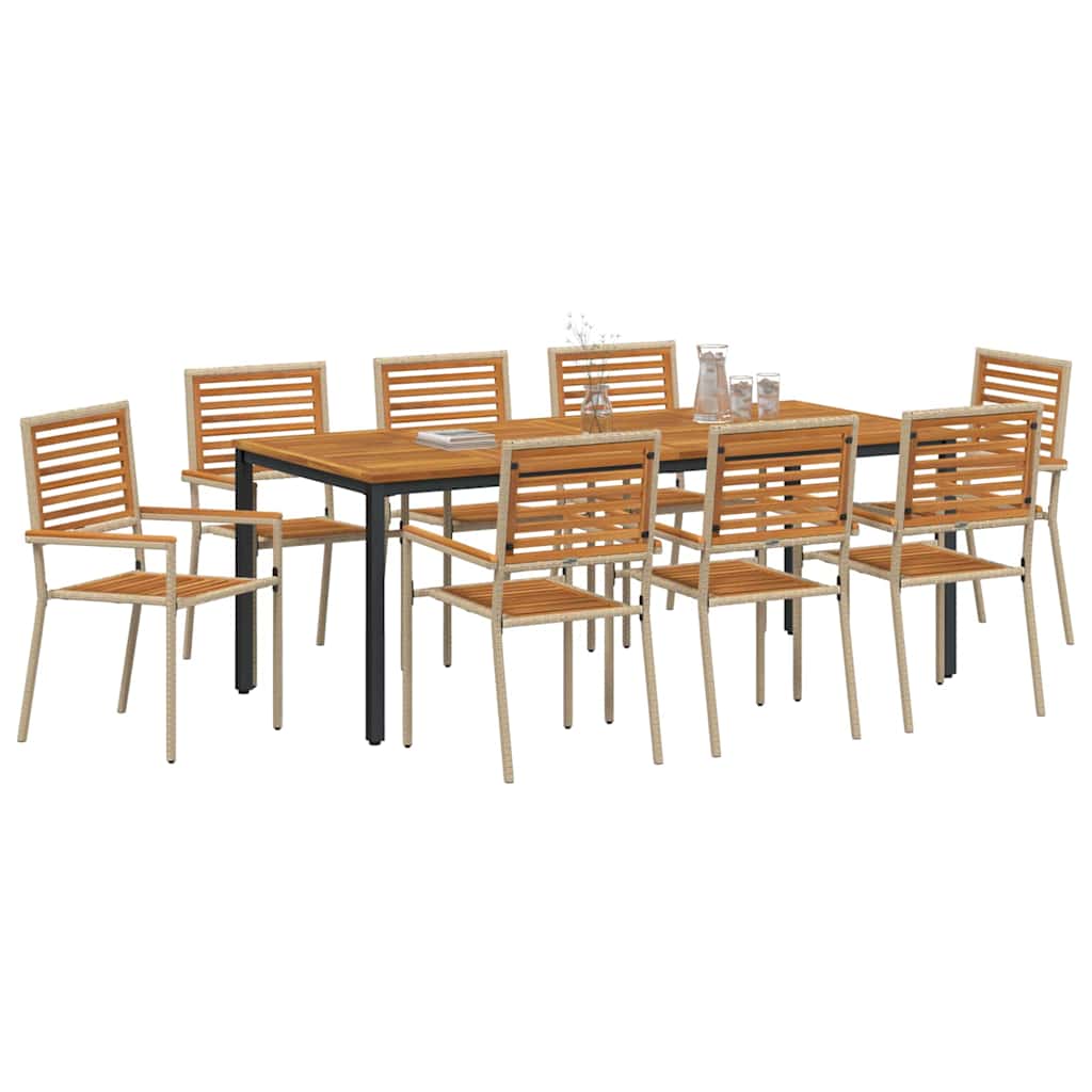 Have Spisebordssæt 9 pcs Beige 200 x 100 x 75 cm polyrattan