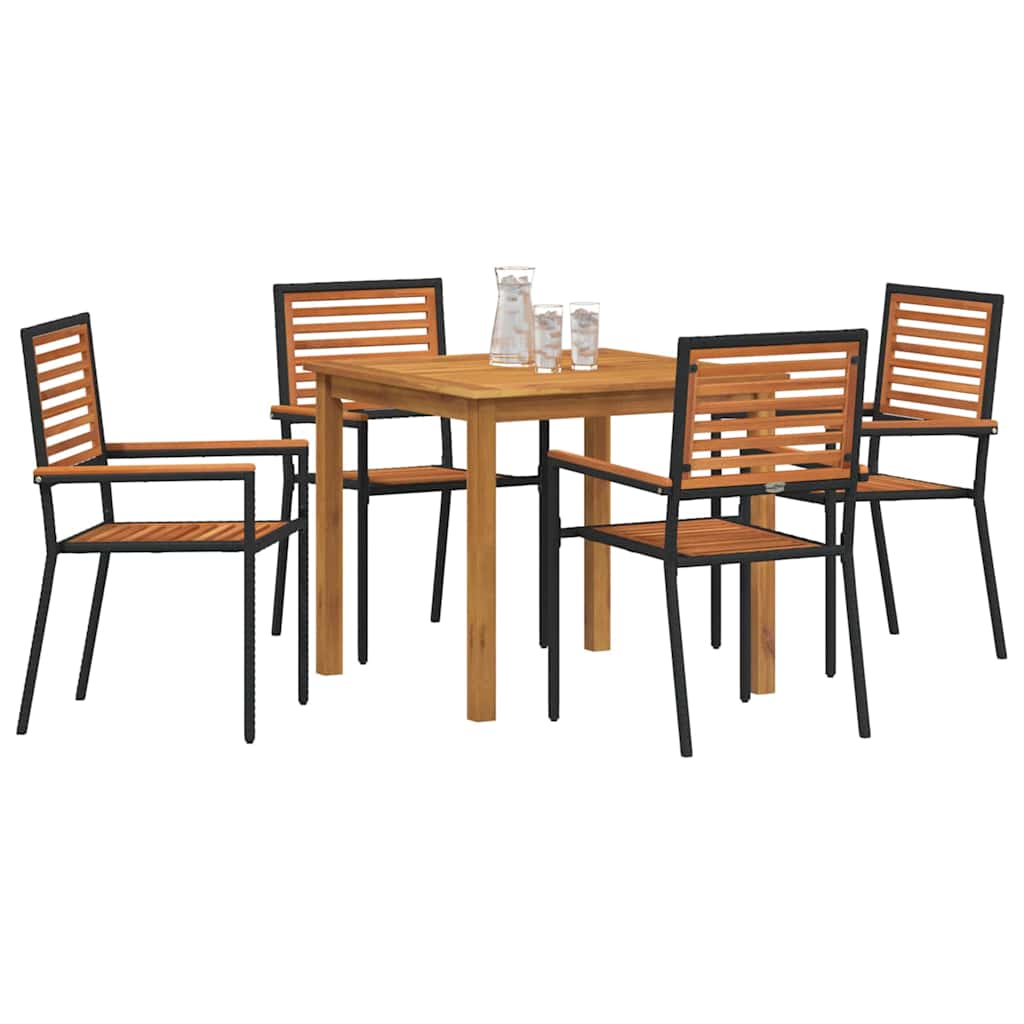 Have Spisebordssæt 5 pcs Sort Poly rattan