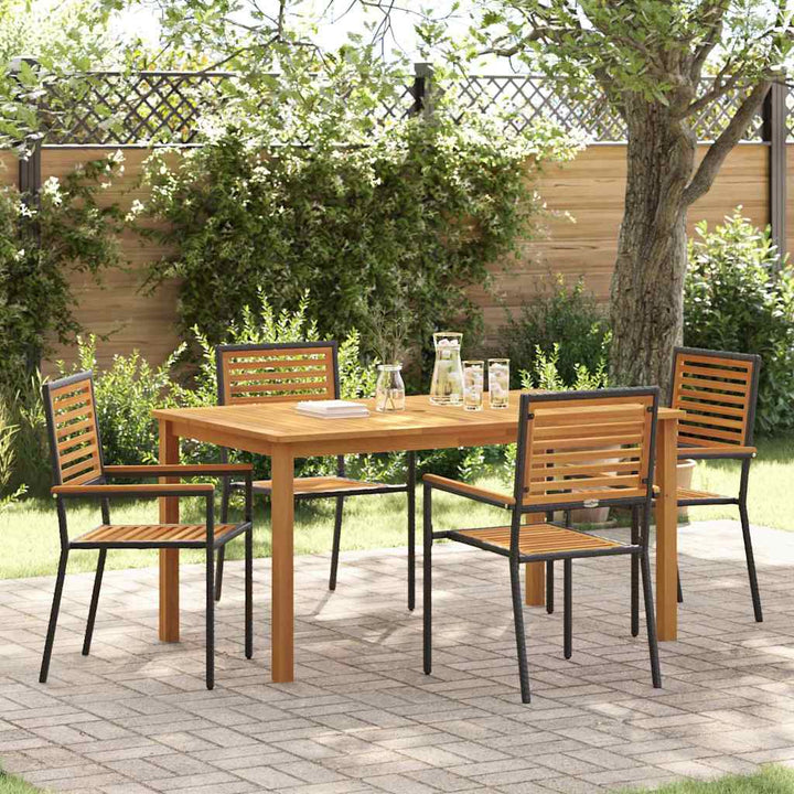 Have Spisebordssæt 5 pcs Sort Poly rattan