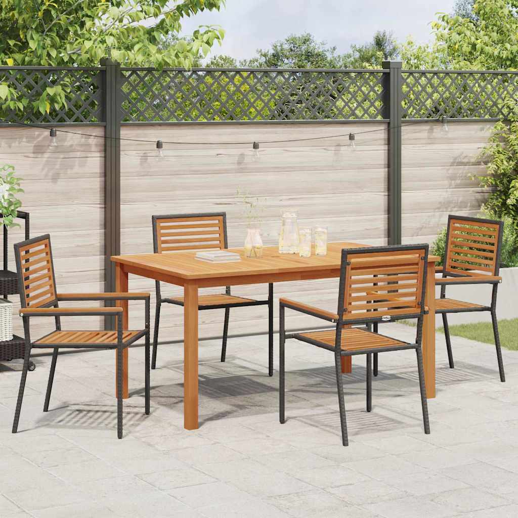 Have Spisebordssæt 5 pcs Sort Poly rattan
