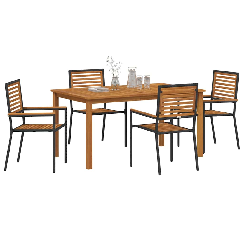 Have Spisebordssæt 5 pcs Sort Poly rattan
