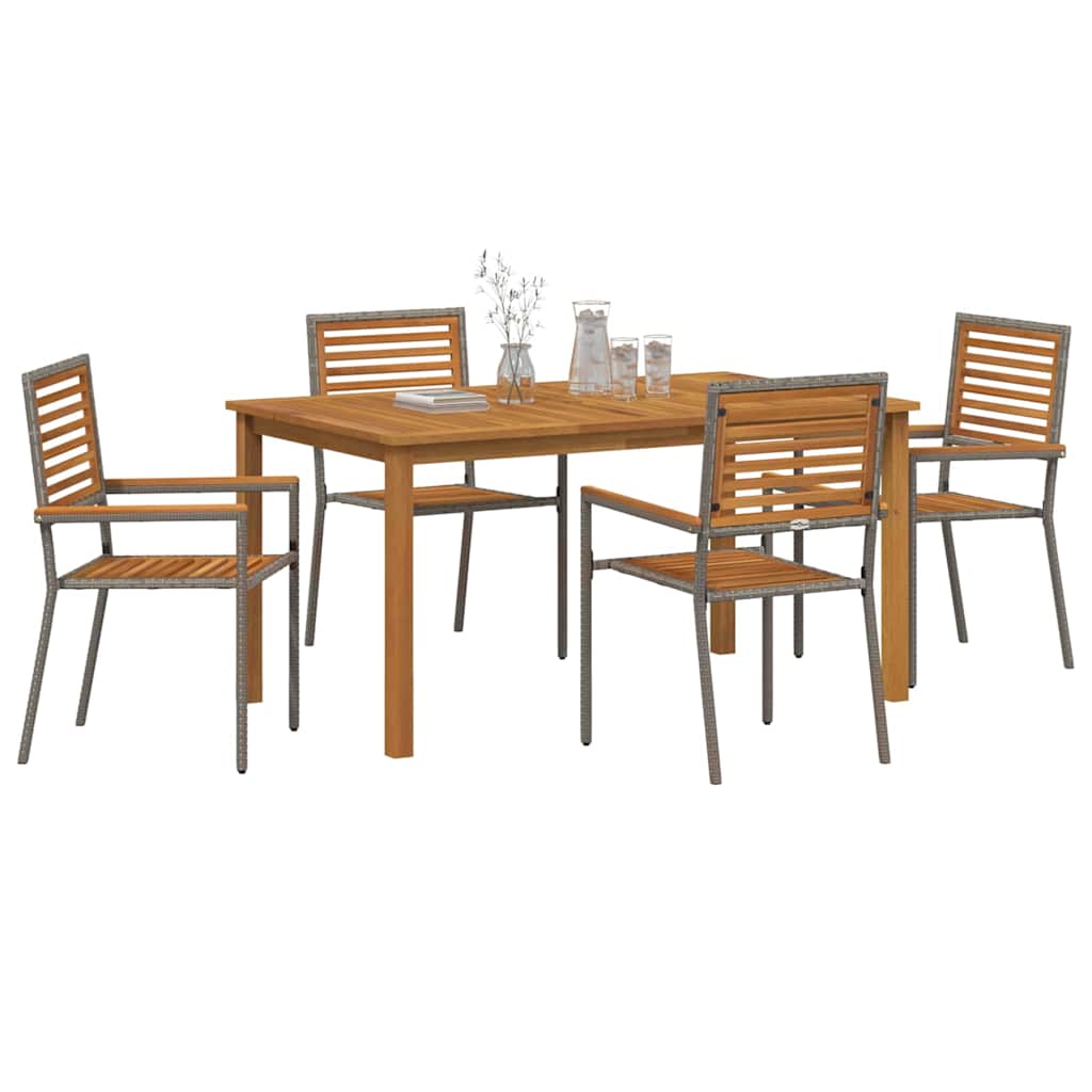 Have Spisebordssæt 5 pcs Grå Poly rattan